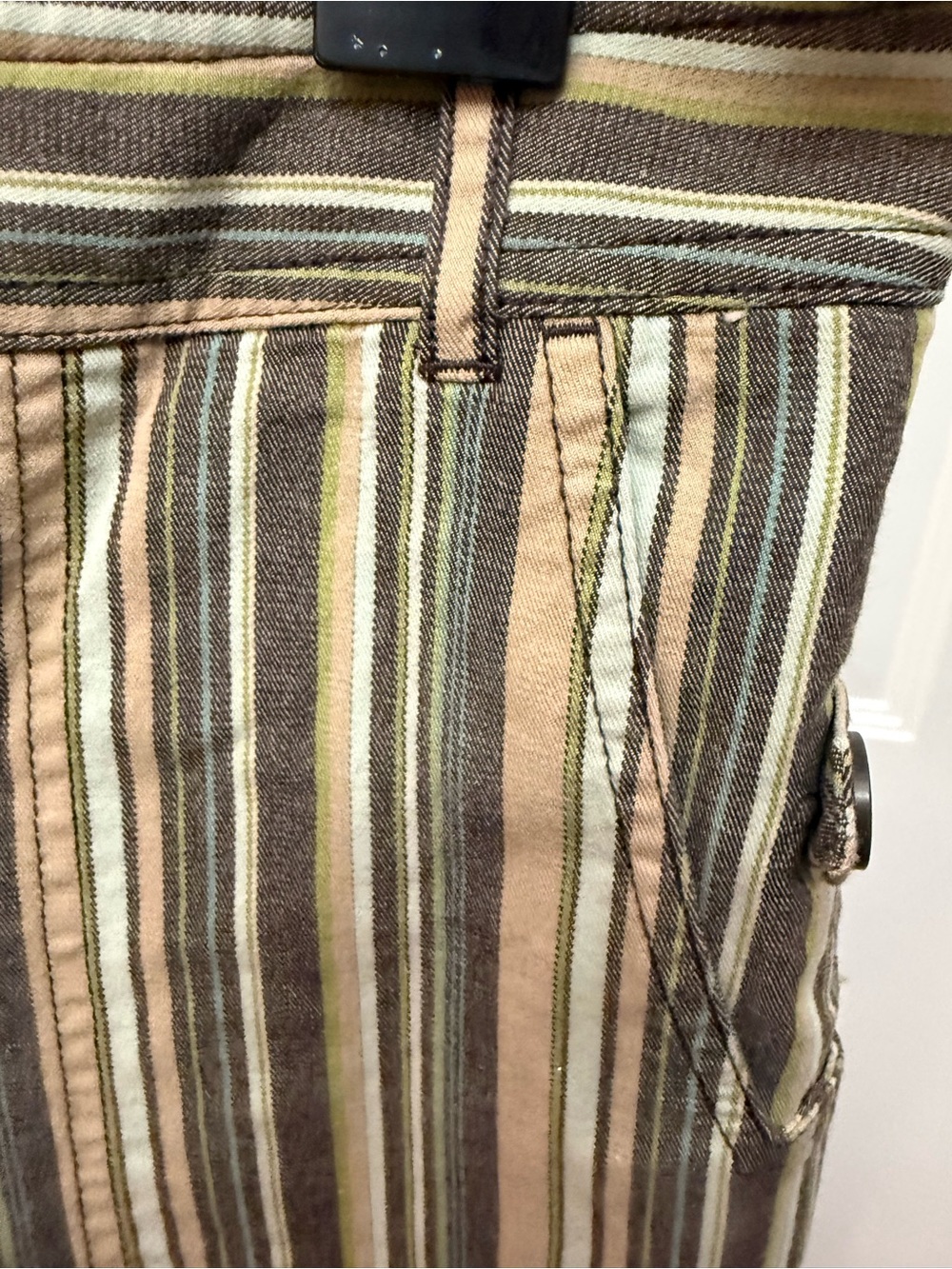 Ann Taylor Striped Cropped Cargo Pants in Brown and Green - Picture 4 of 11